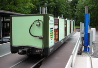 One passenger car on the lifting platform at the zoo station, Park Railway dresden